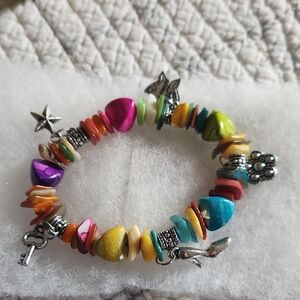 Colorful Stone Bracelet With Charms